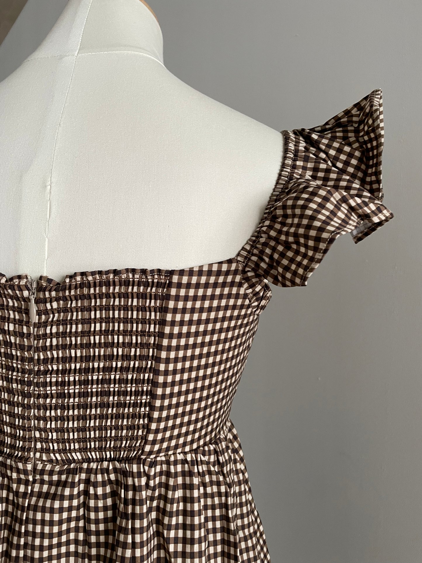 Readystock! Ref Jeune Mini Brown Gingham Dress