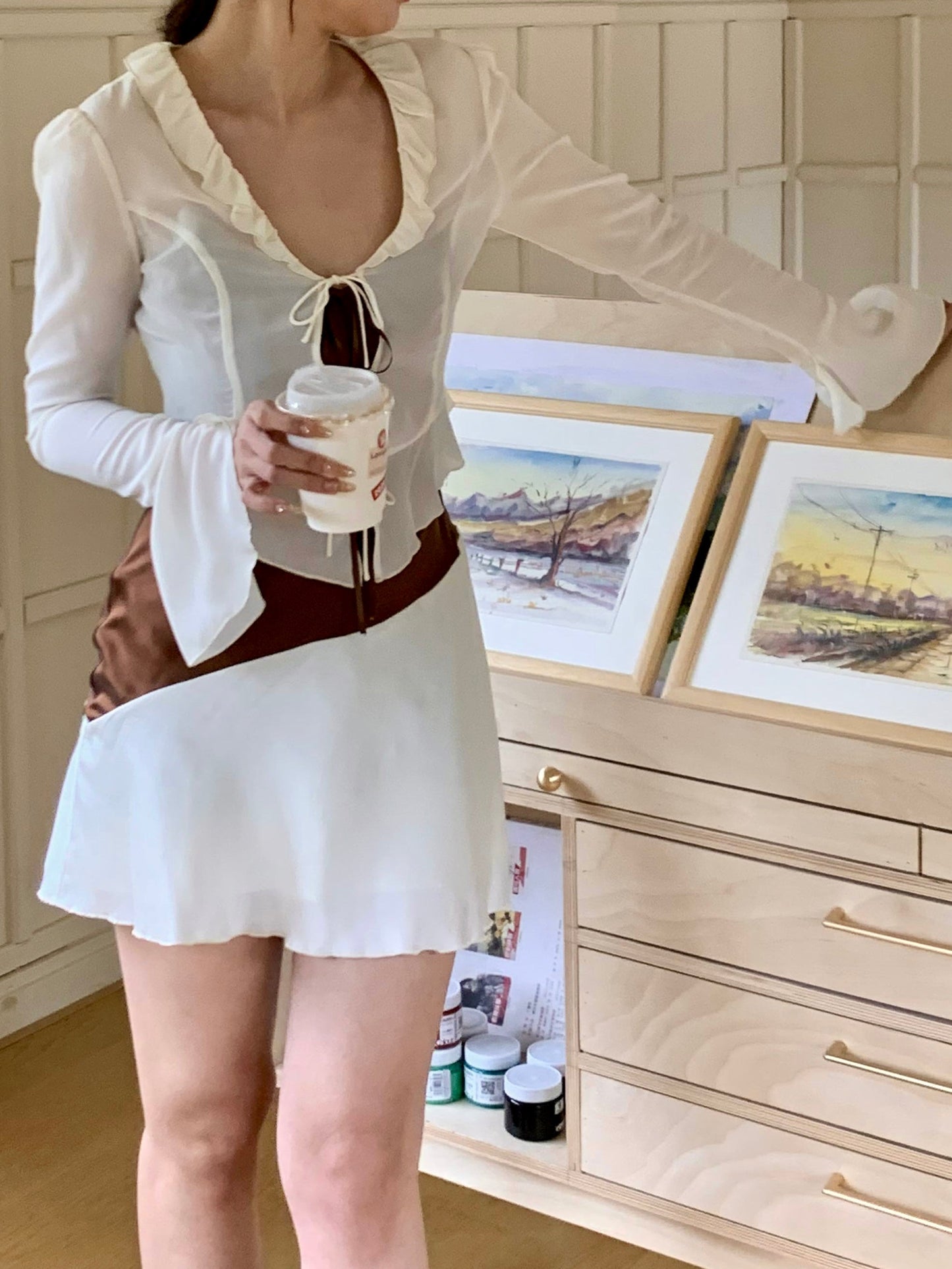 Buenos Silk Top in Champagne
