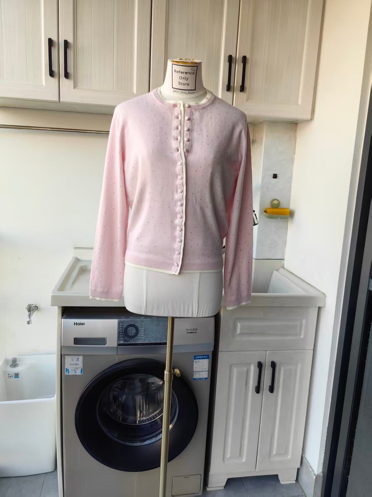 MJ Rhinestone Wool Pink Cardigan