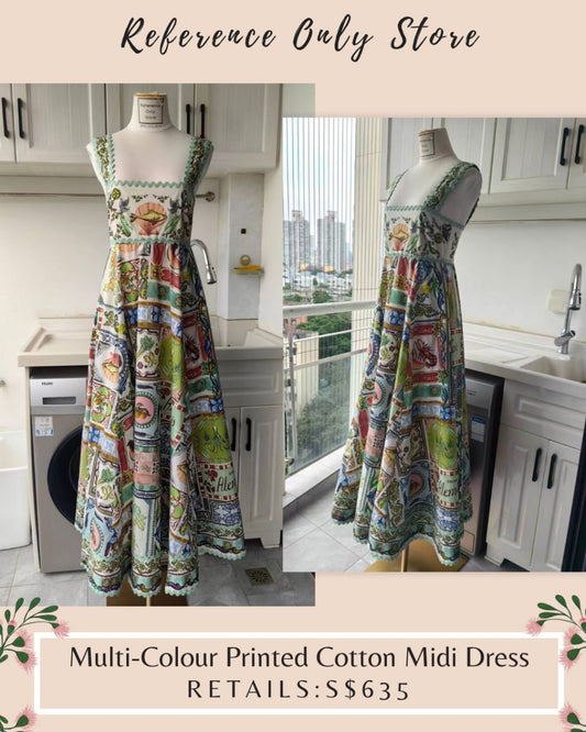 AM multi colour printed cotton midi dress