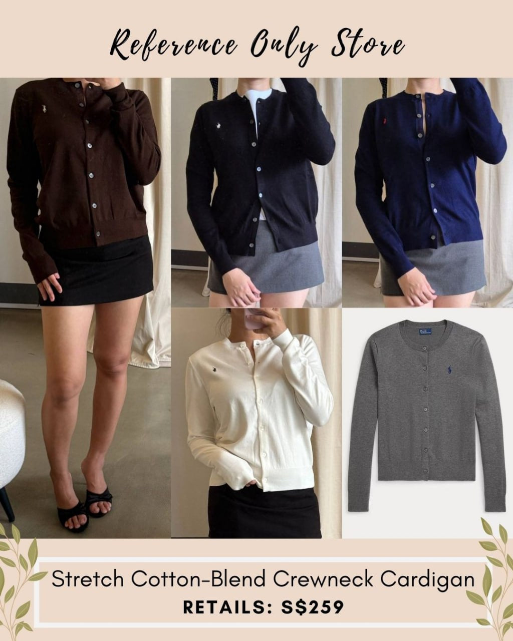 RL Stretch cotton crewneck cardigan