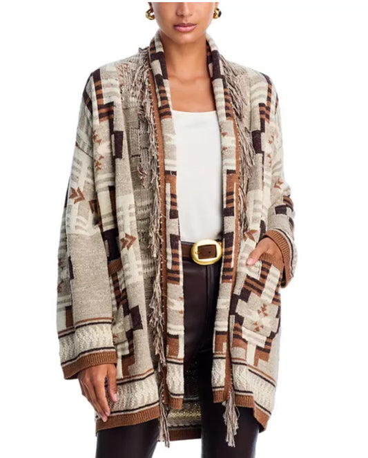 lg jair jacquard fringe cardigan