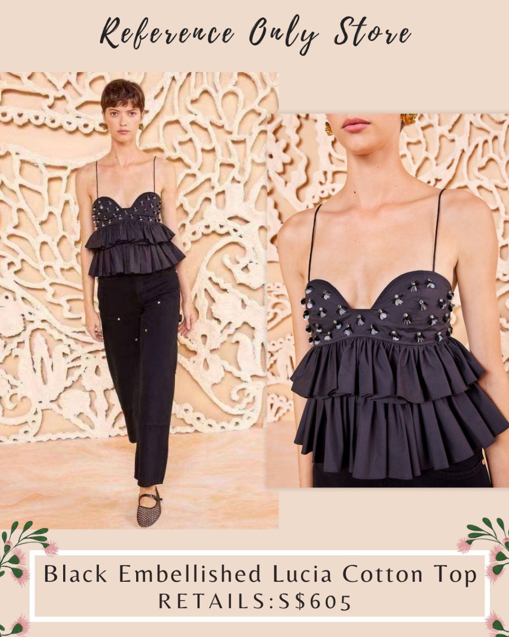 UJ Black Embellished Lucia Top