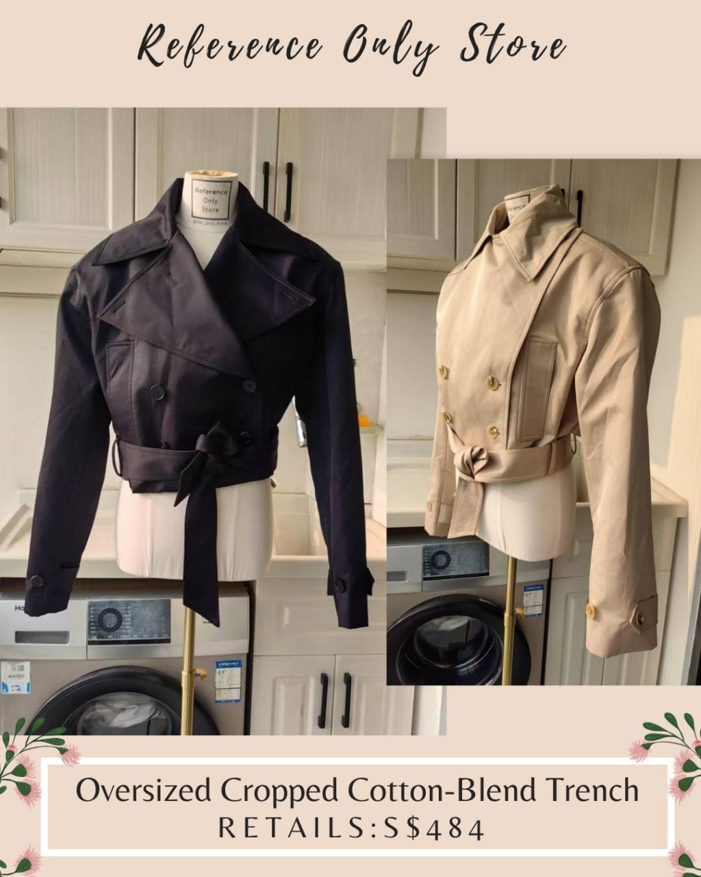 HS Oversized cropped cotton blend trench