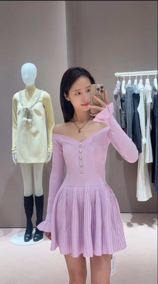 SP Pink ribbed knit viscose blend mini dress