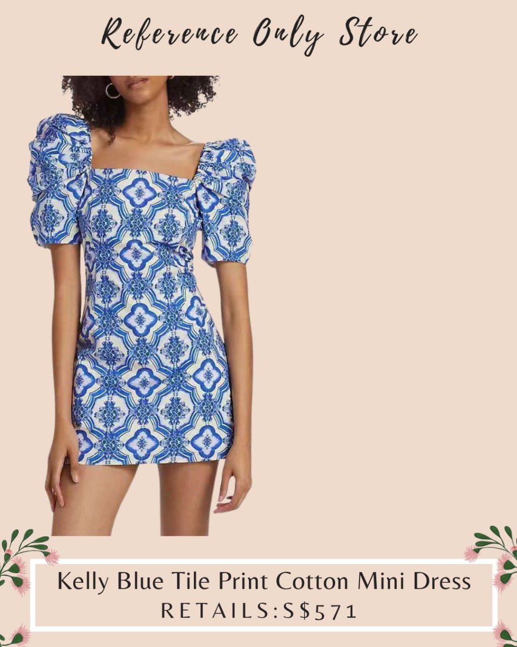 Cc Kelly Blue Tile Print cotton mini dress