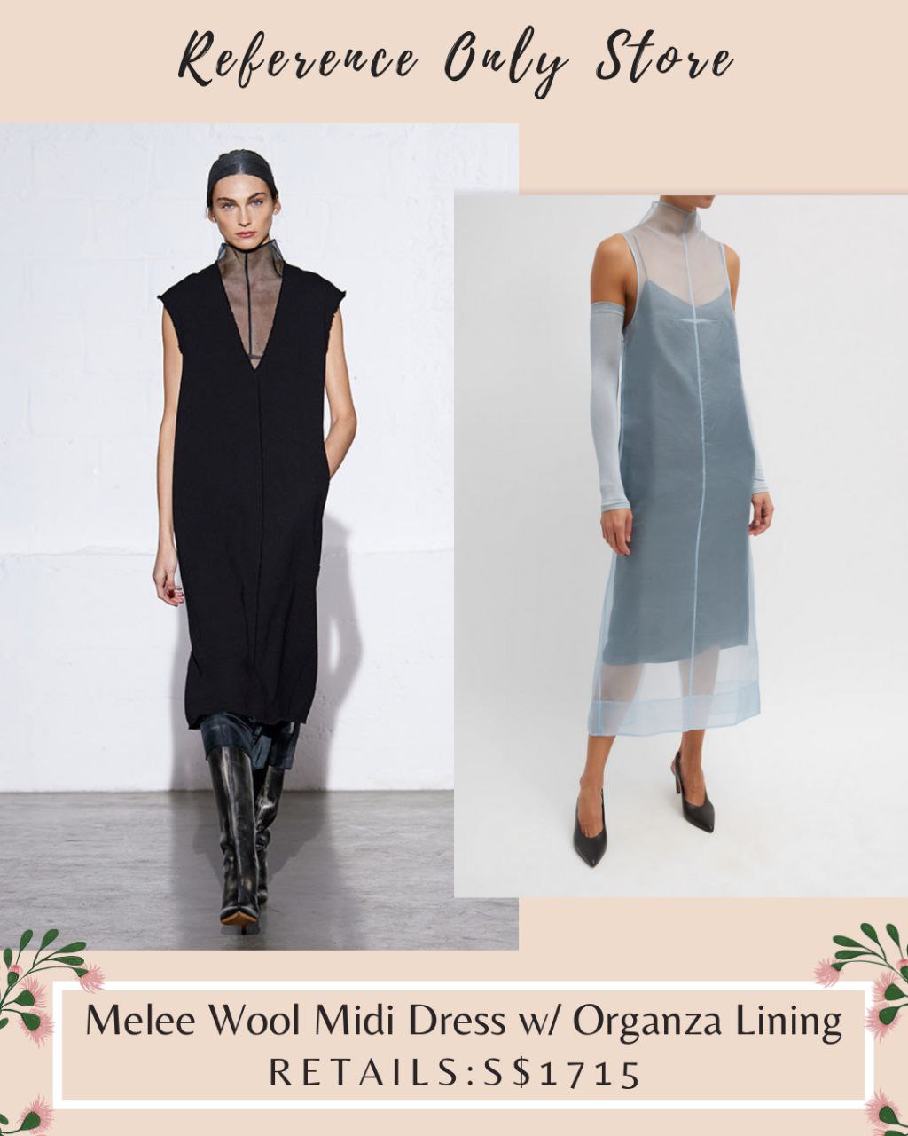 TB Melee Wool midi dress w organic silk lining set