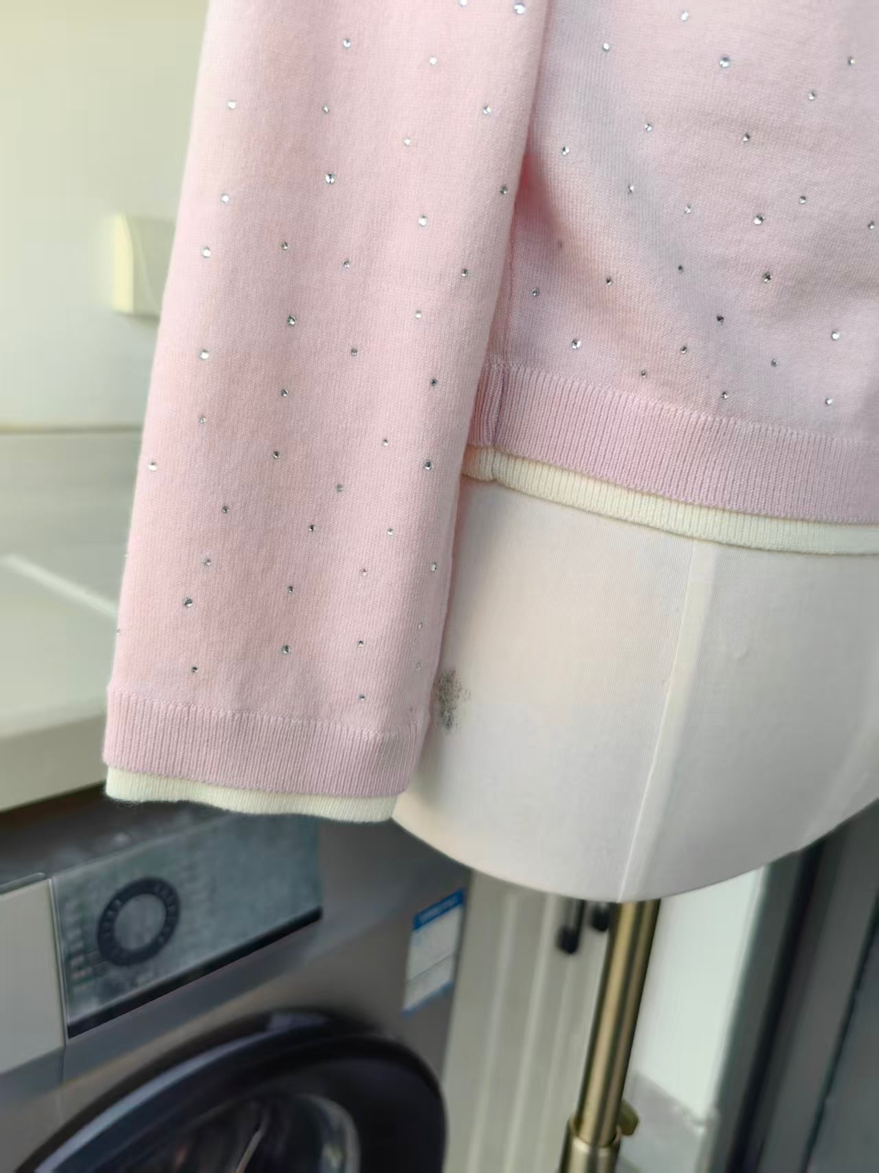 MJ Rhinestone Wool Pink Cardigan