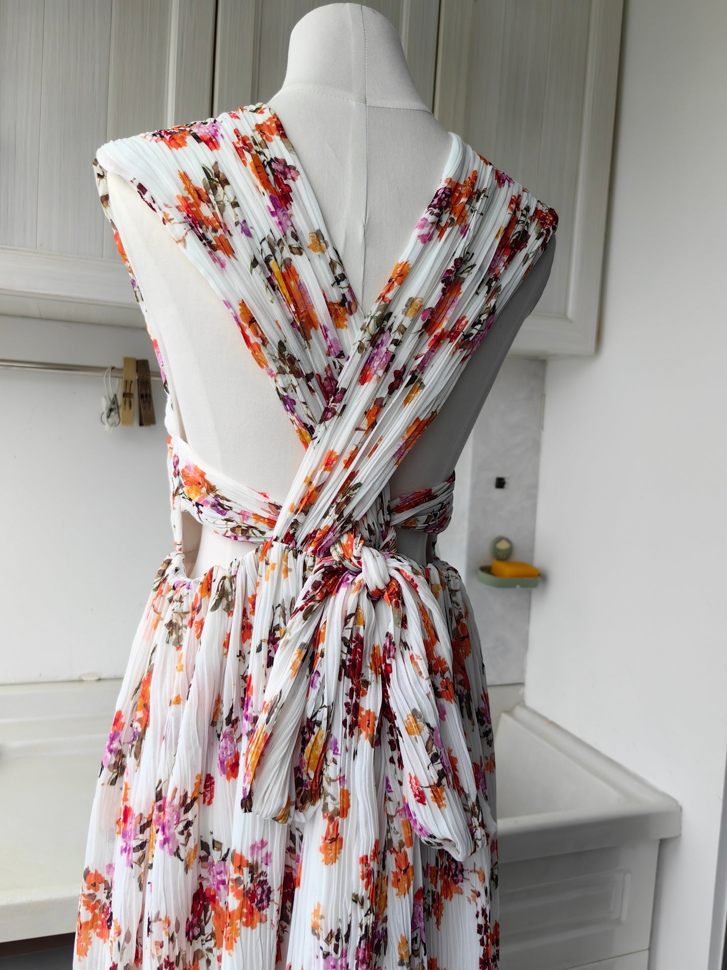 AJ Becoming Bow Back midi dress