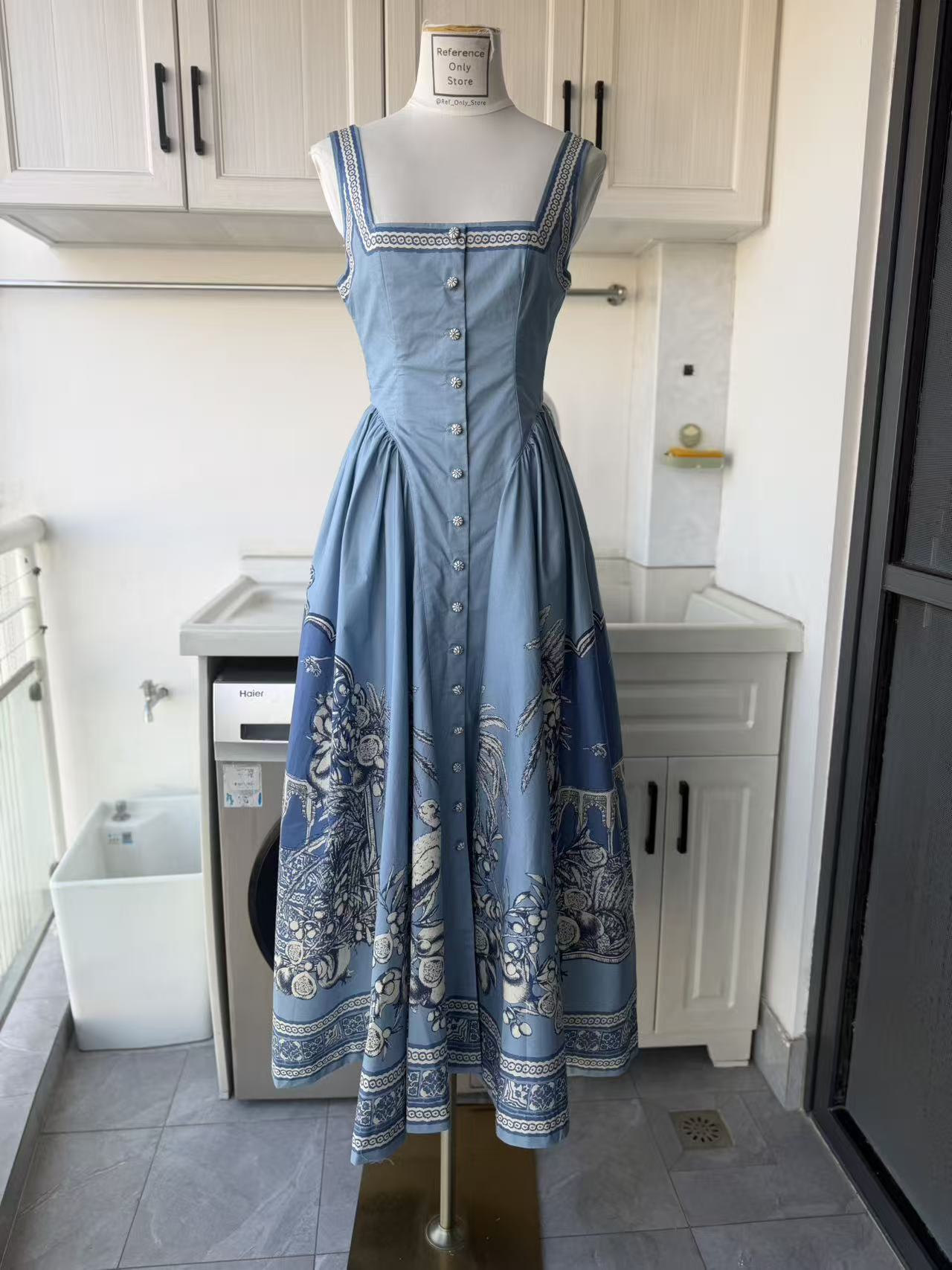 AM Blue panelled cotton midi dress