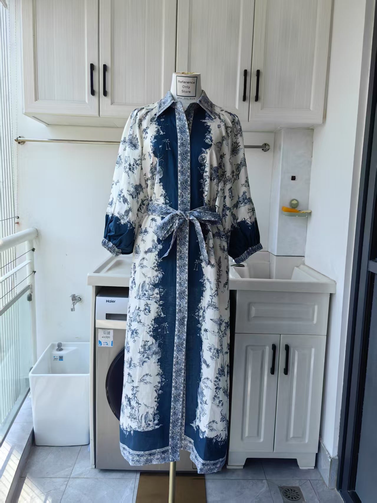 AM Casa linen belted shirt dress