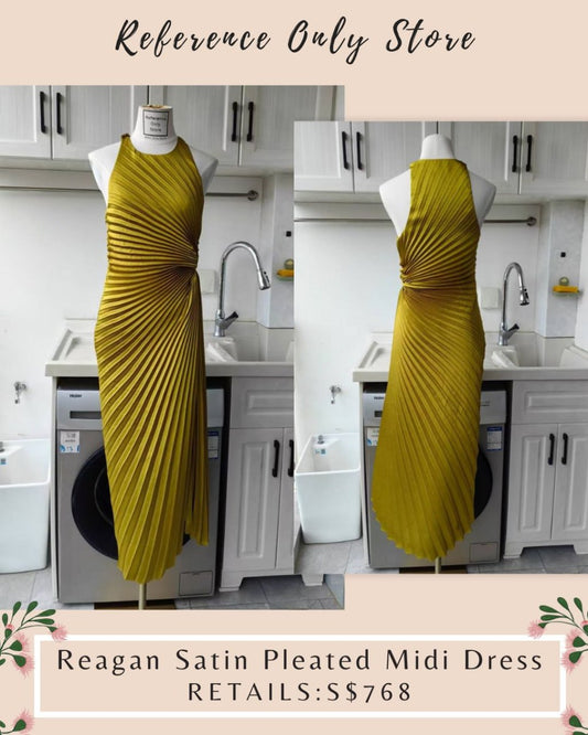 ALC Reagan satin pleated midi dress