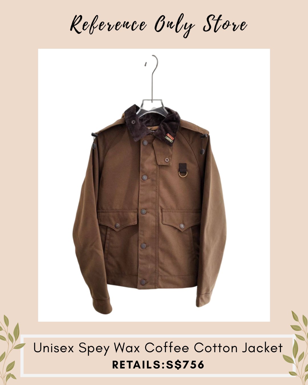 BAR unisex spey wax coffee cotton jacket