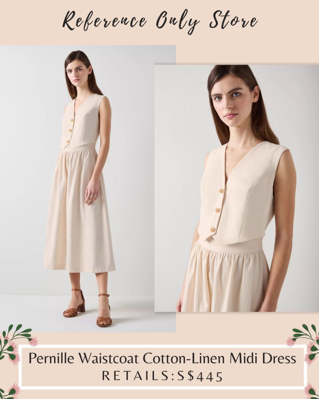 LKB Pernille waistcoat cotton linen midi dress