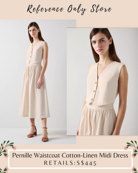 LKB Pernille waistcoat cotton linen midi dress