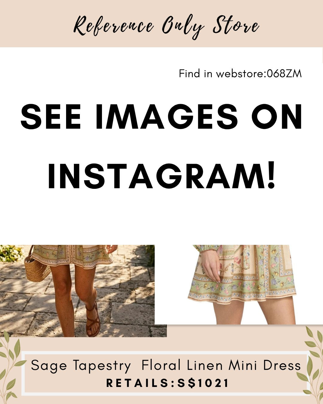 068Zm Sage Tapestry floral linen mini dress