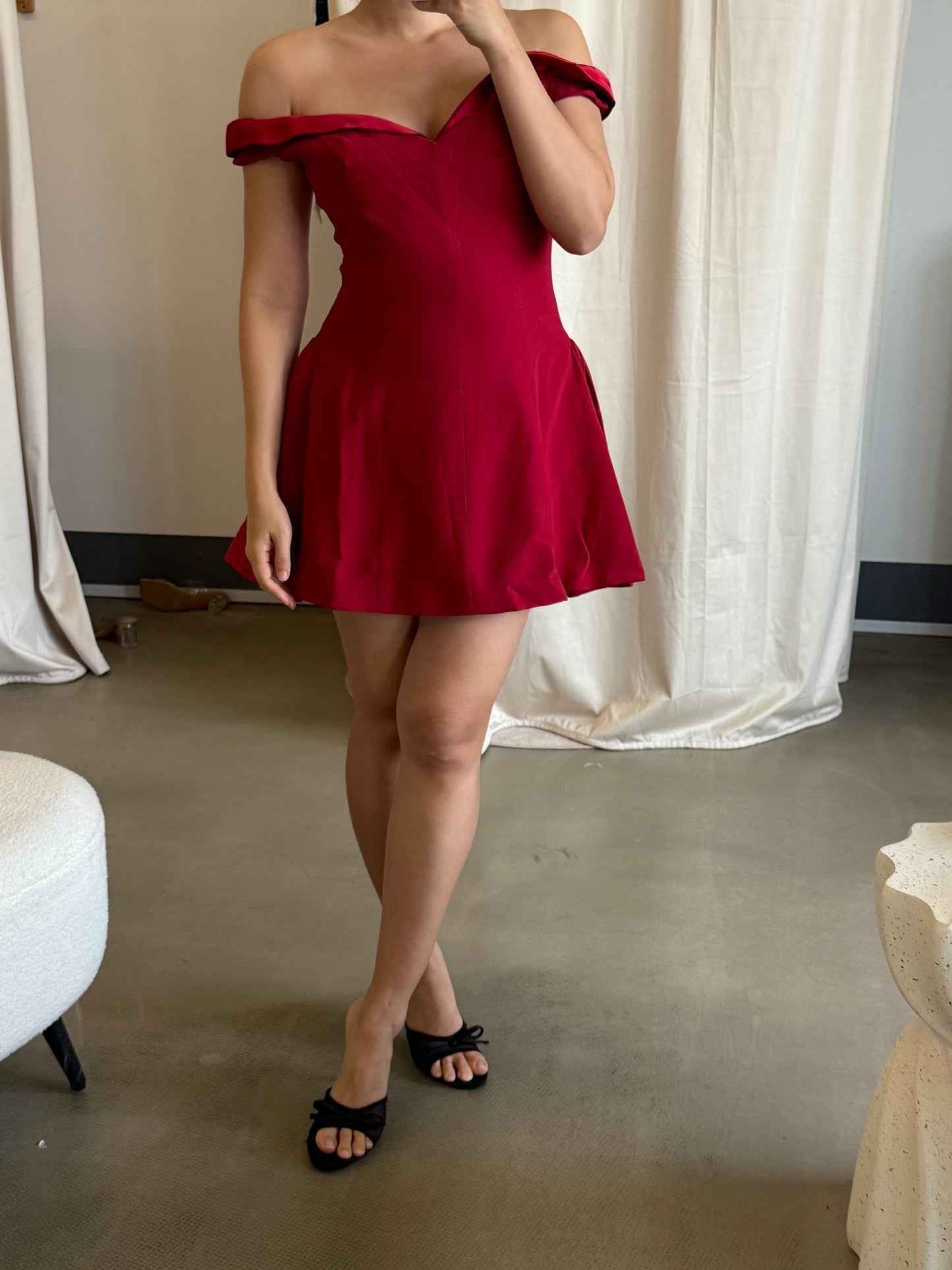 MP Red mini off shoulder dress