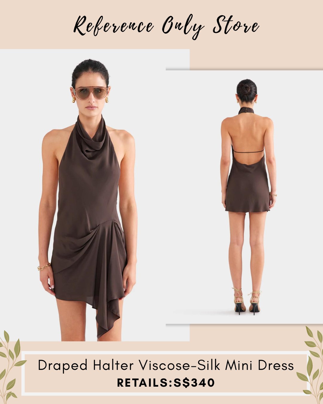 VR Draped halter viscose silk mini dress