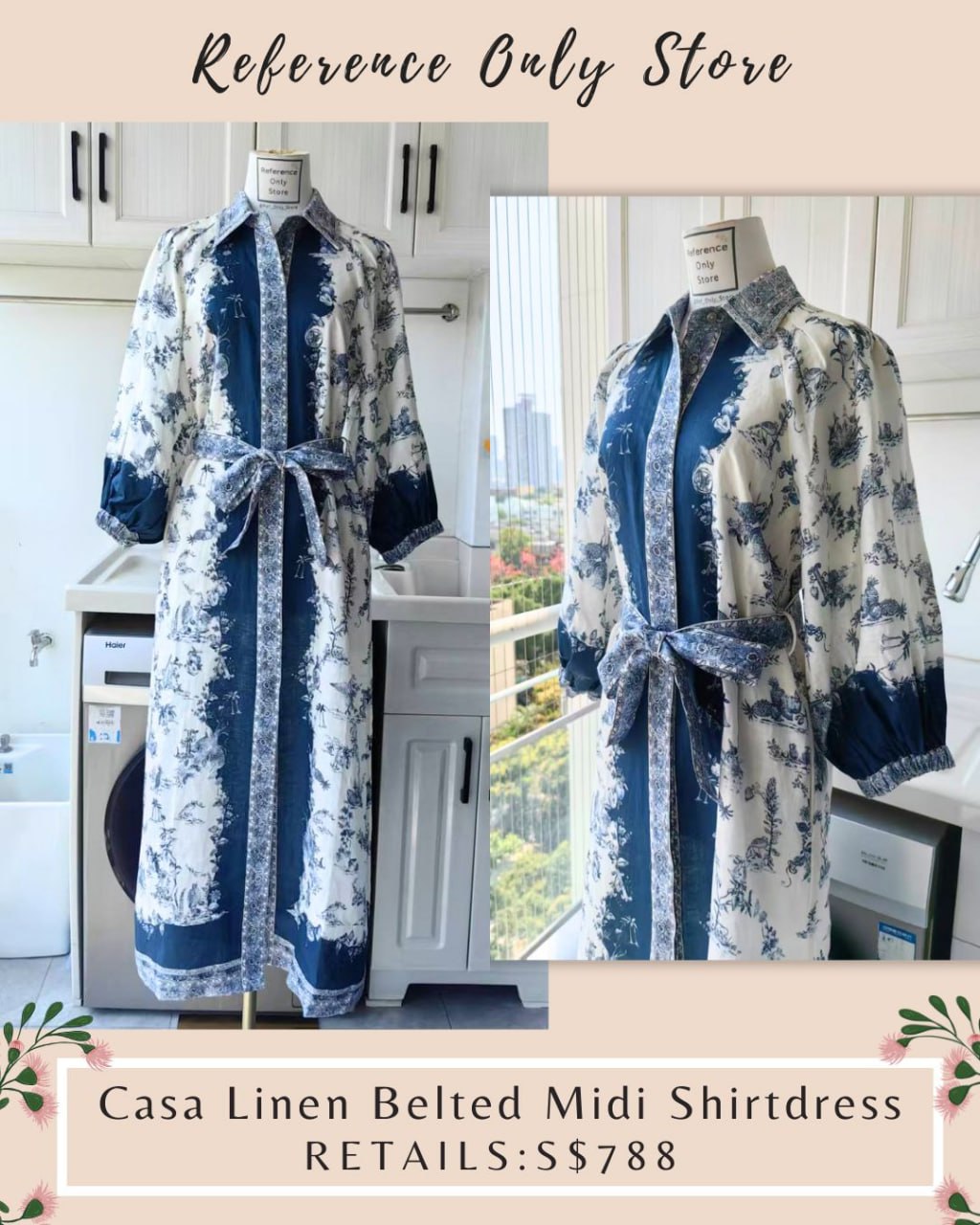 AM Casa linen belted shirt dress