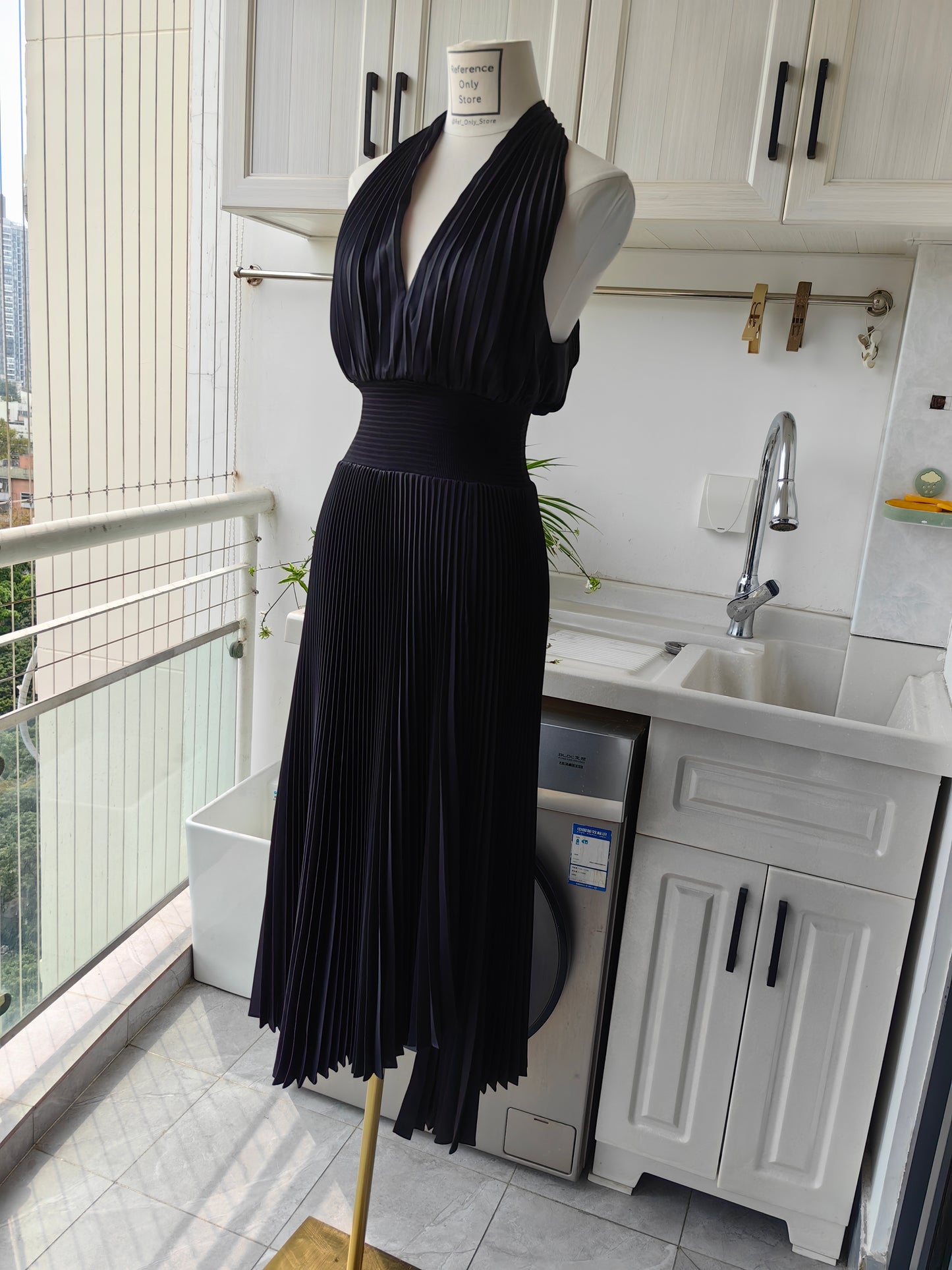 ALC Rose Satin Pleated Midi Dress