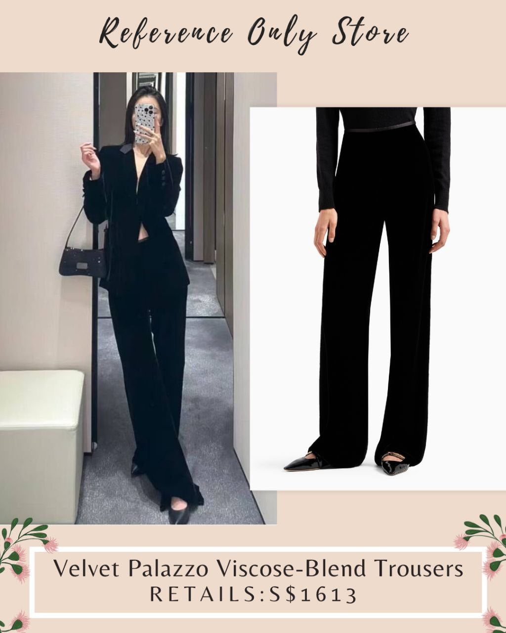 restocked! EA Velvet Palazzo viscose blend trousers