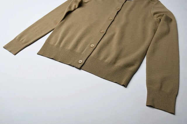 BBR check collar crewneck wool cardigan