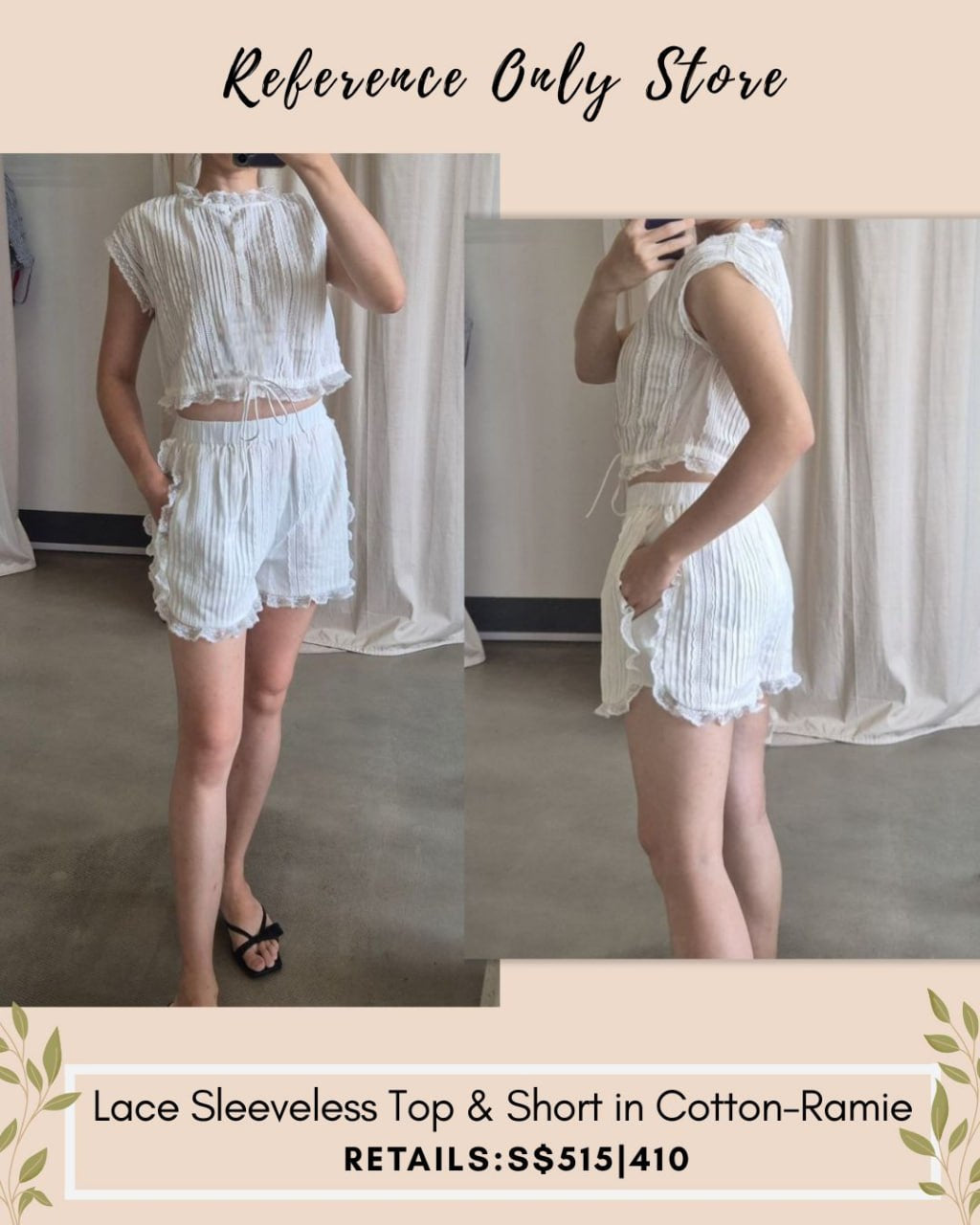 CP Lace sleeveless top and short in cotton ramie