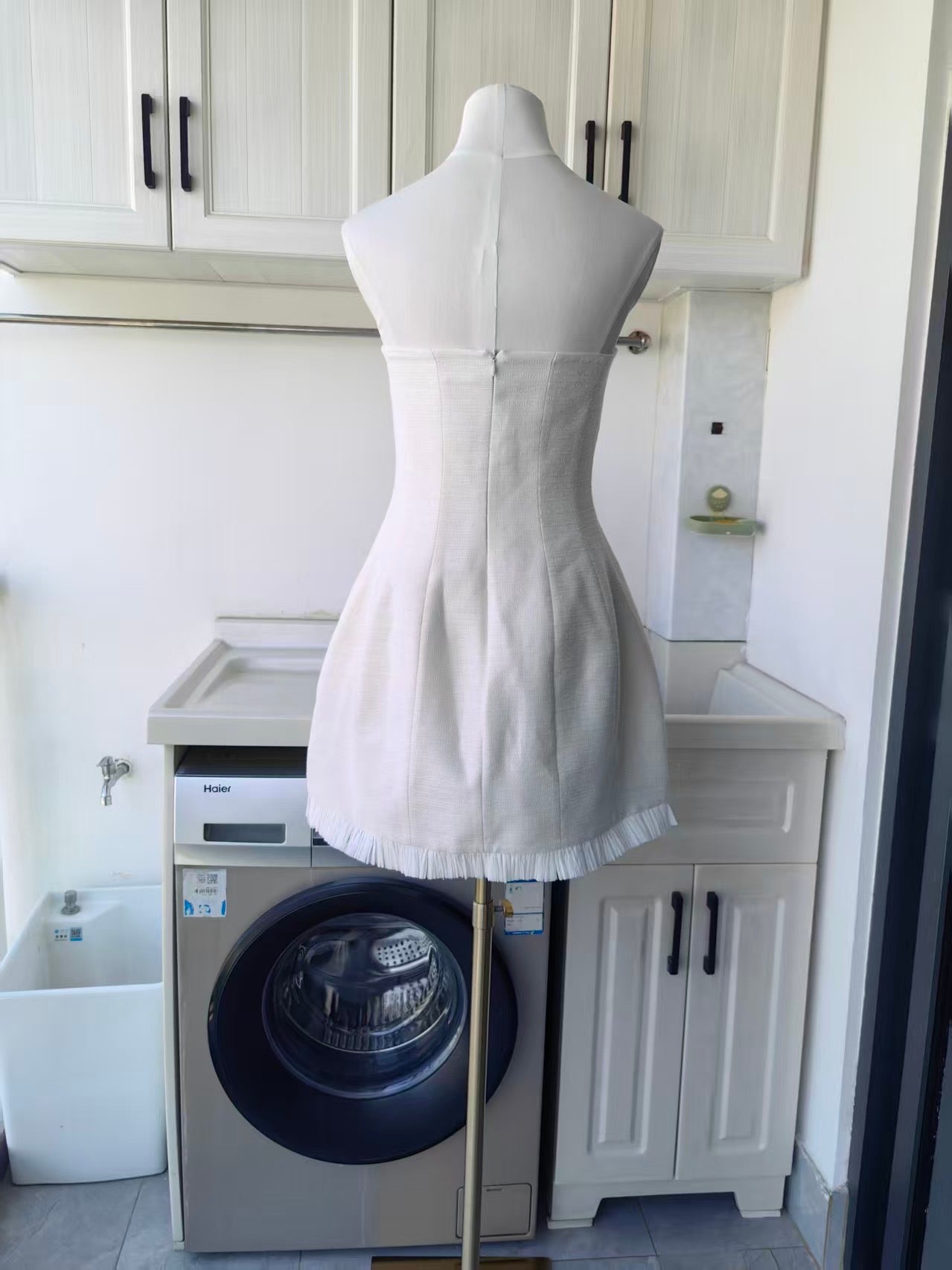 ALX White Cruz cotton blend mini dress