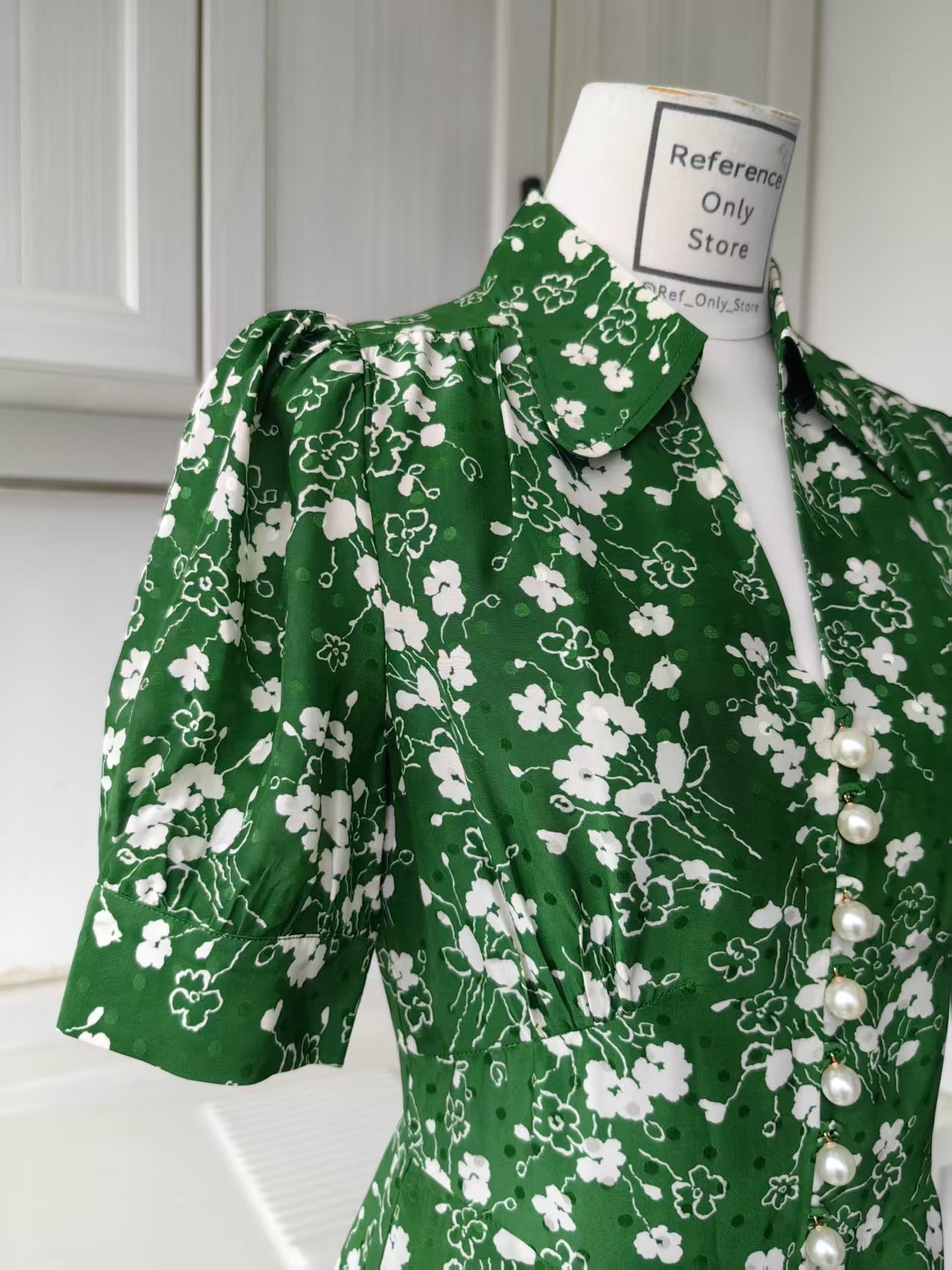 LKB Sophie wildflower green viscose Silk blend shirt dress midi