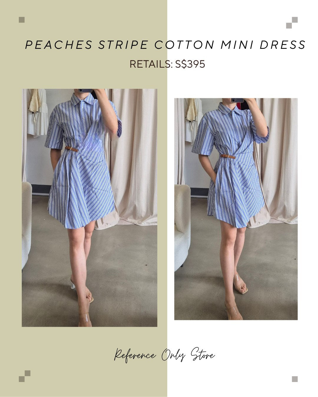 VW Peaches cotton mini dress blue stripe