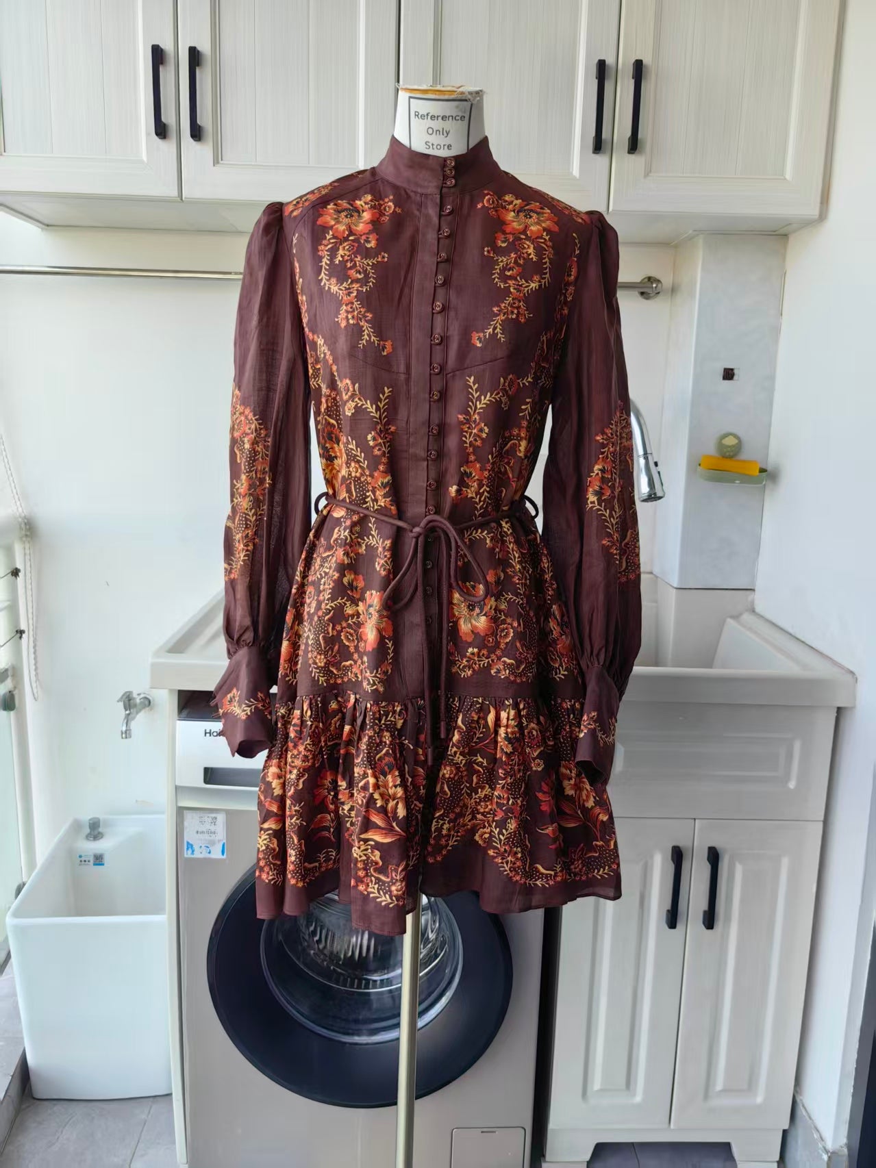 AM Autumn Bloom ramie mini dress