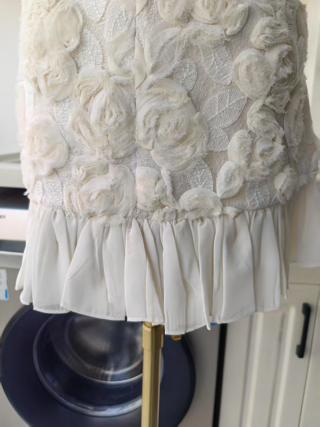 Alx Blanc rosette mini ivory dress