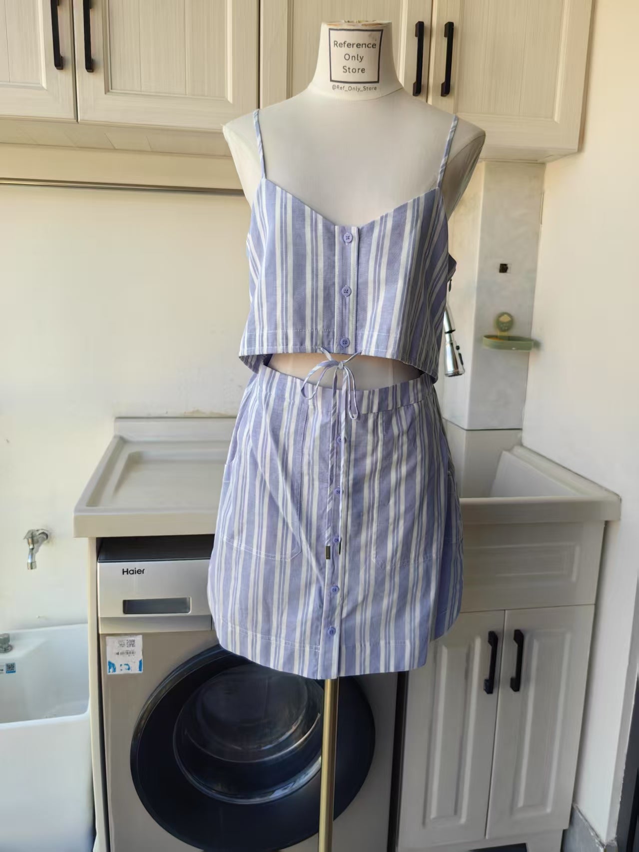 SK Stripe Pink / blue strap mini dress