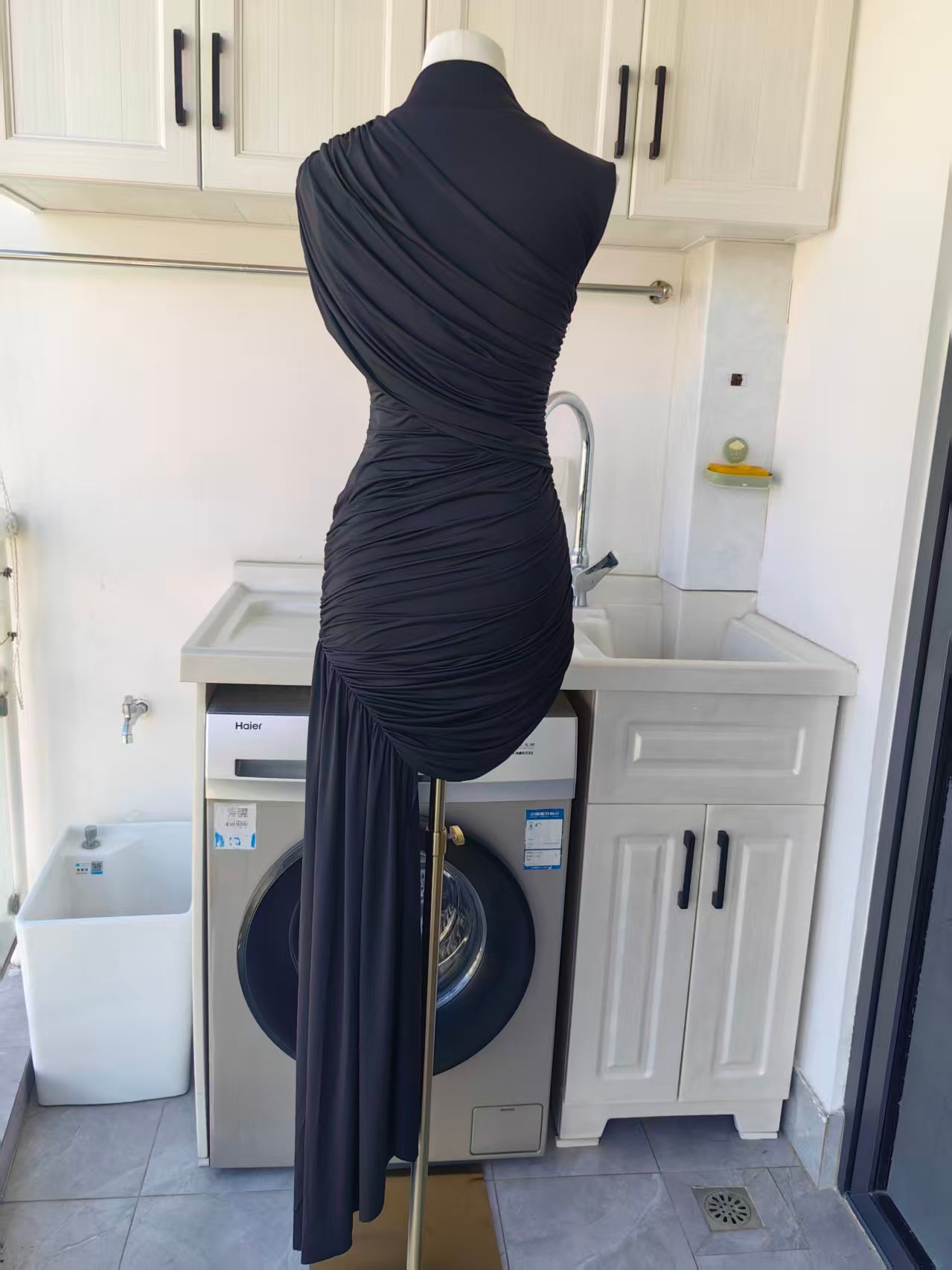 4 colors! DLV Ravenna Draped Viscose jersey mini dress