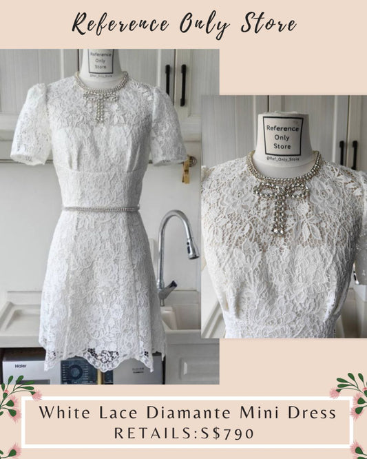 SP white lace Diamanté Bow Mini Dress