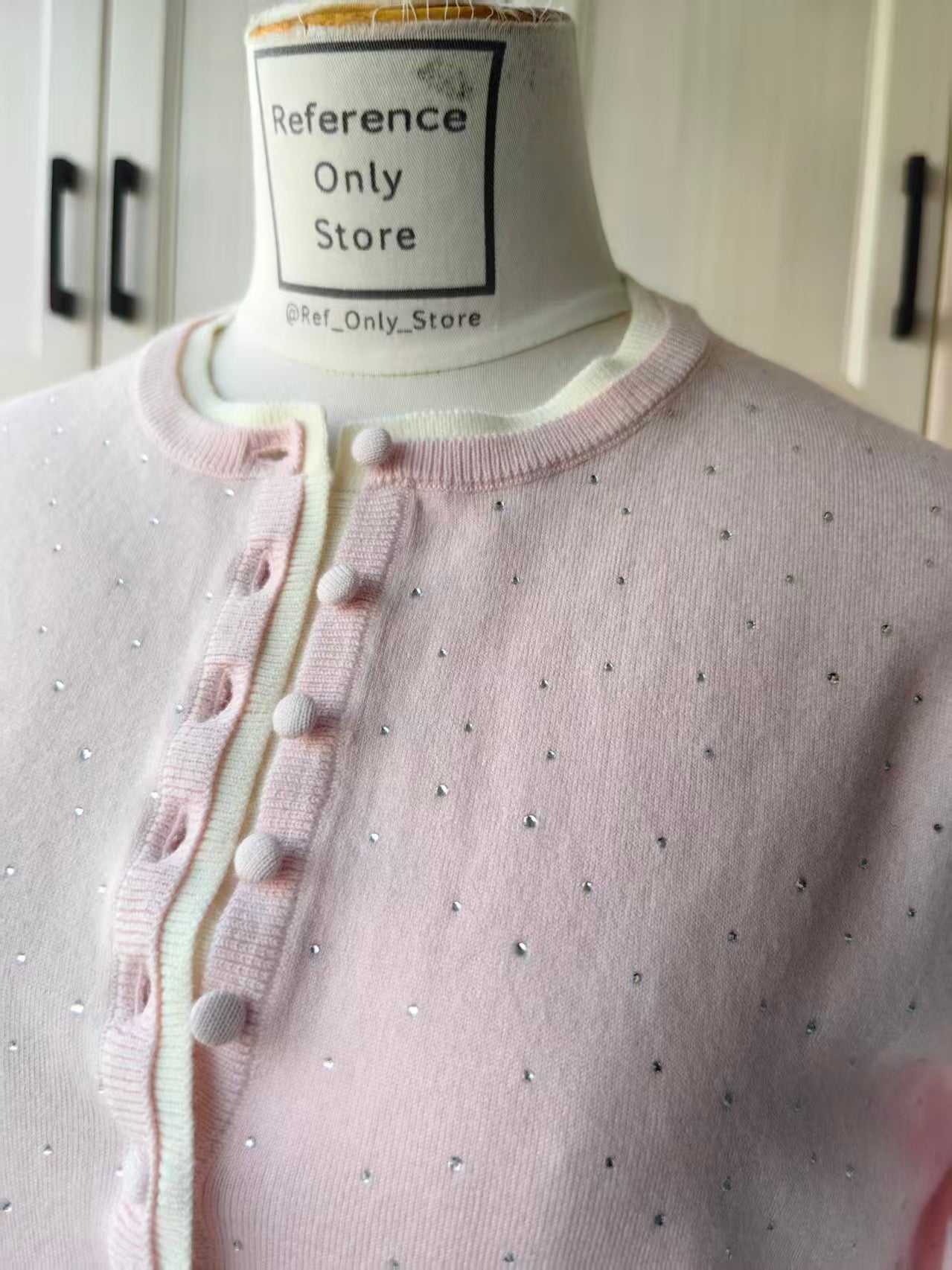 MJ Rhinestone Wool Pink Cardigan