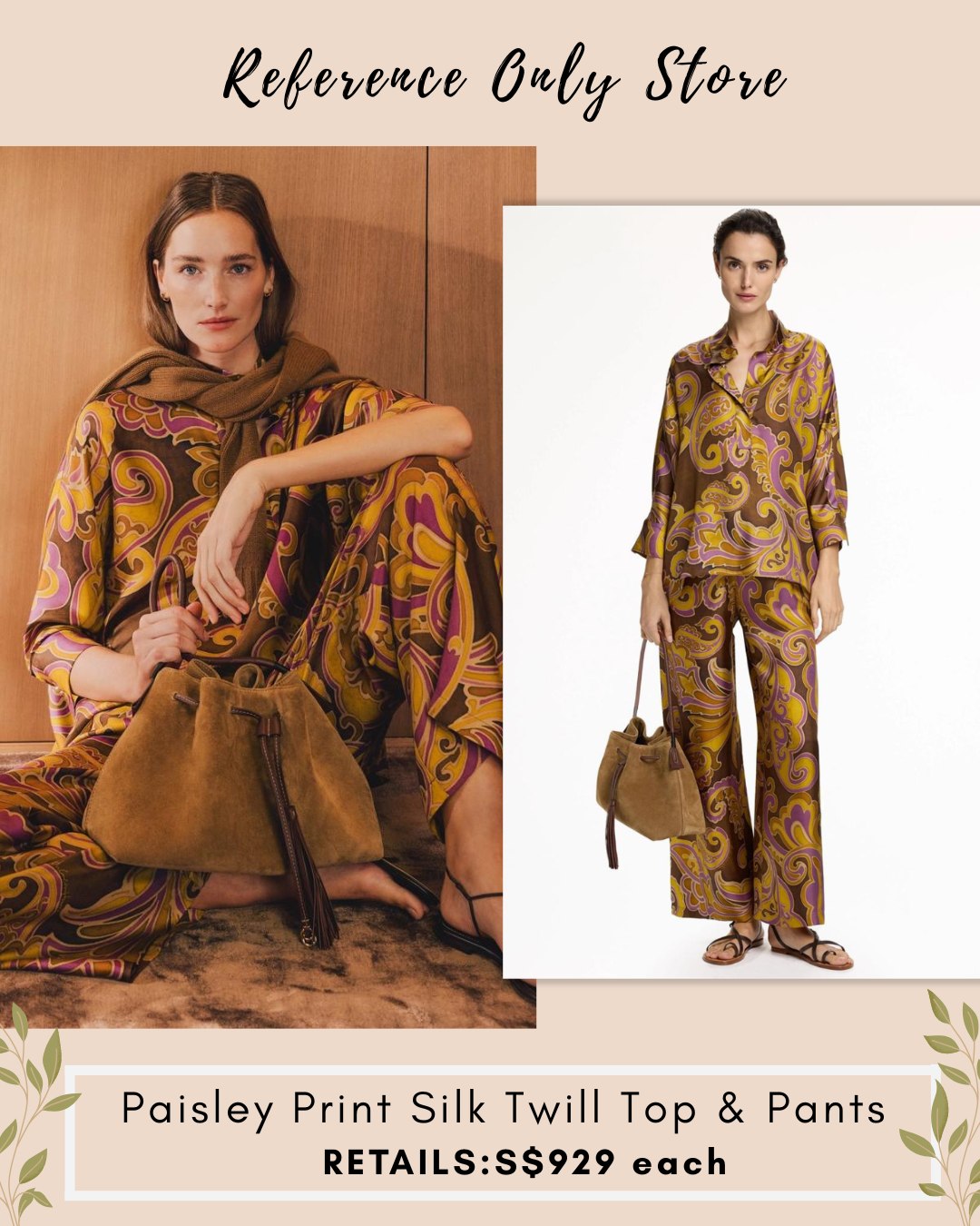 CH Paisley silk twill shirt top and pants