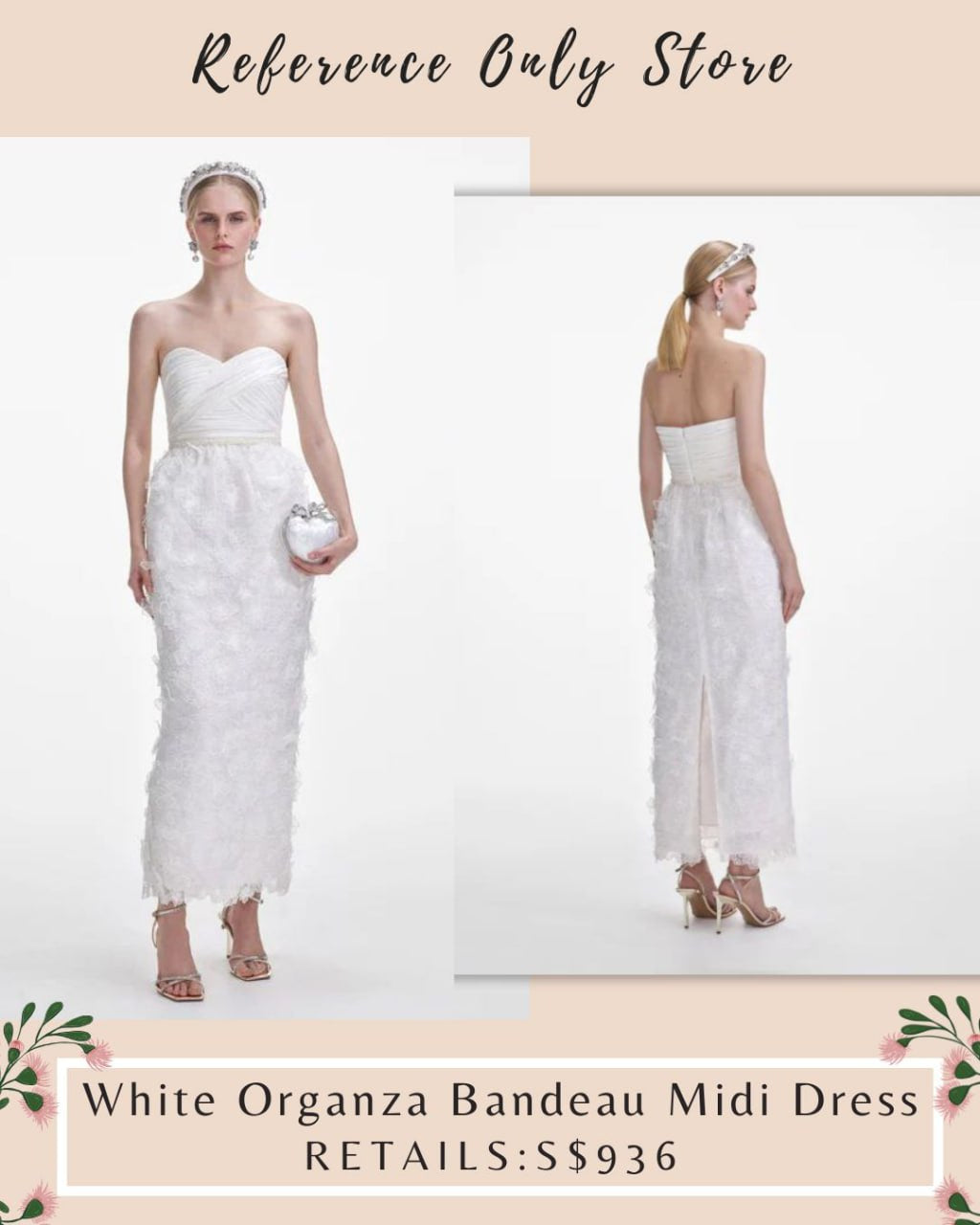SP White organza bandeau midi dress