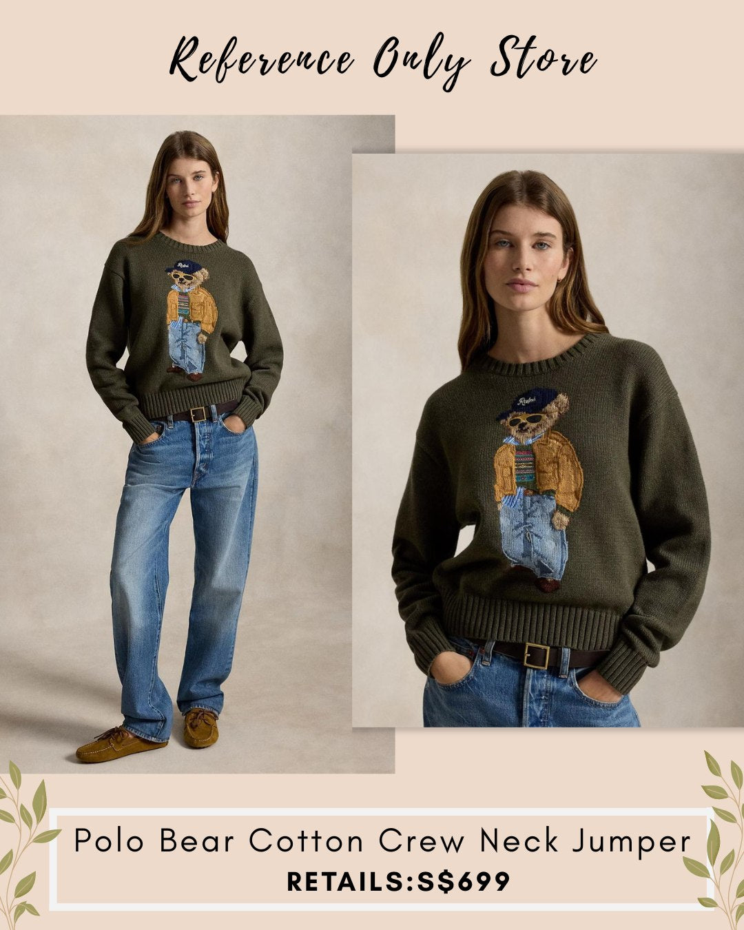 RL Bear Polo cotton crew neck sweater