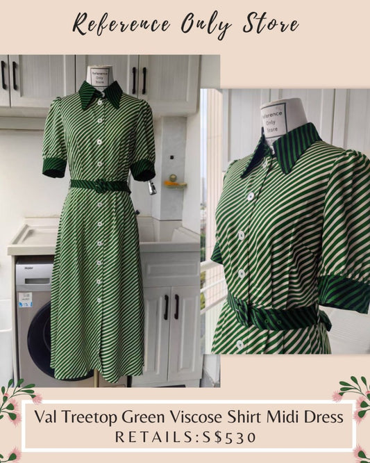 LKB Val Treetop green viscose midi shirt dress