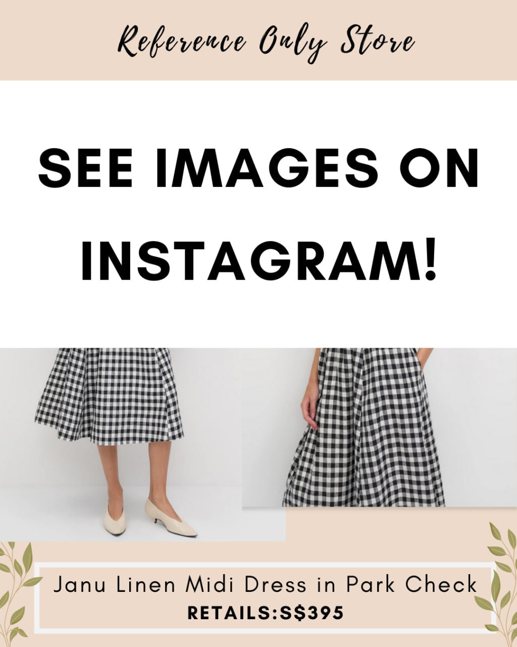 Ref Janu check linen midi dress