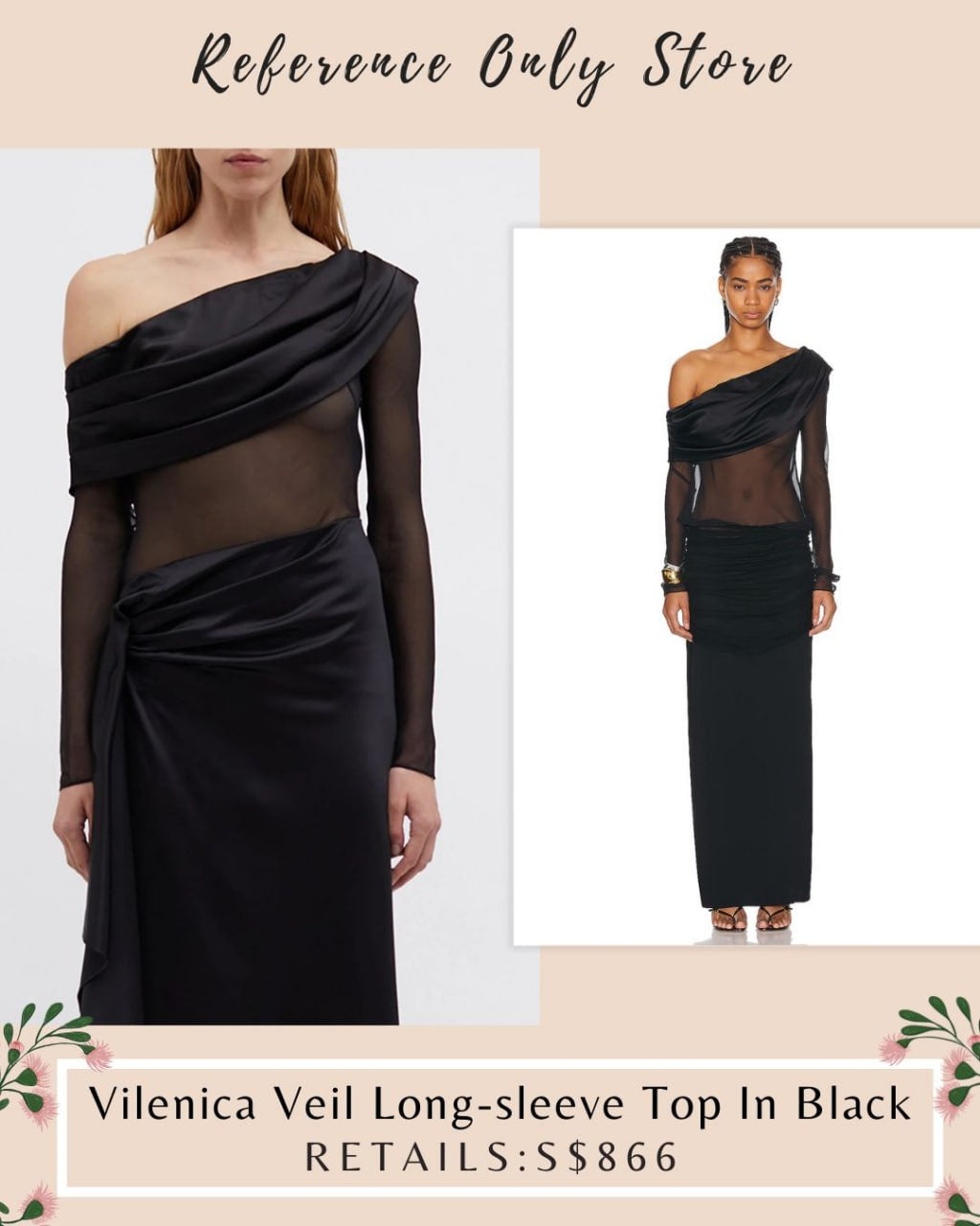 CE Vilenica Silk Veil long sleeve top in black