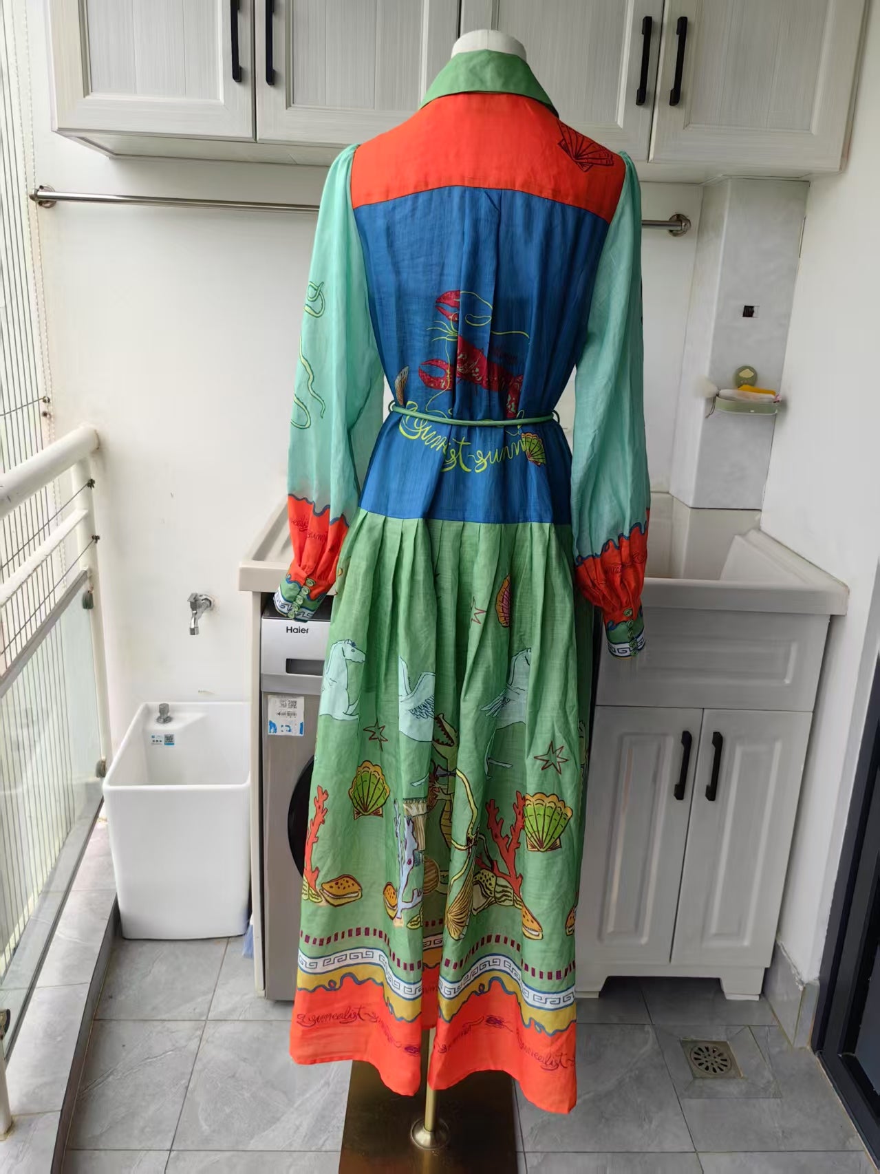 AM surrealist summer ramie shirt dress