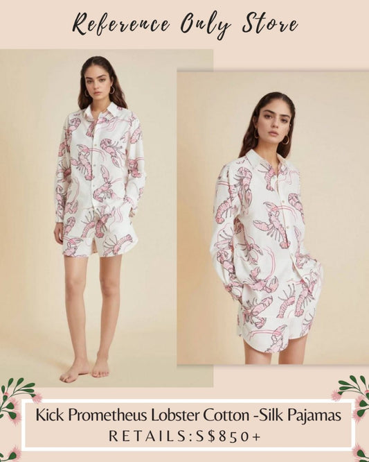 OVH KICK lobster cotton silk Pajamas shorts set