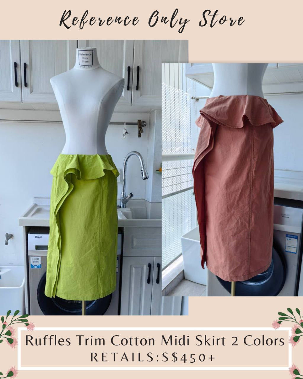 UJ Ruffles Cotton Midi Skirt in 2 colors