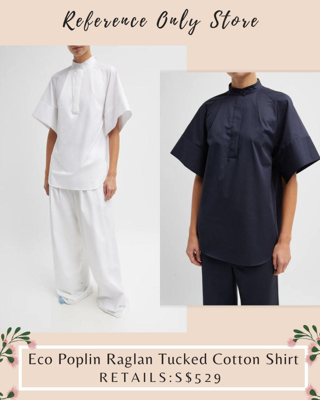 TB Eco poplin raglan tucked cotton shirt