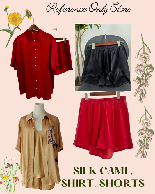 Back in stock! Silk lounge shirt , cami, shorts