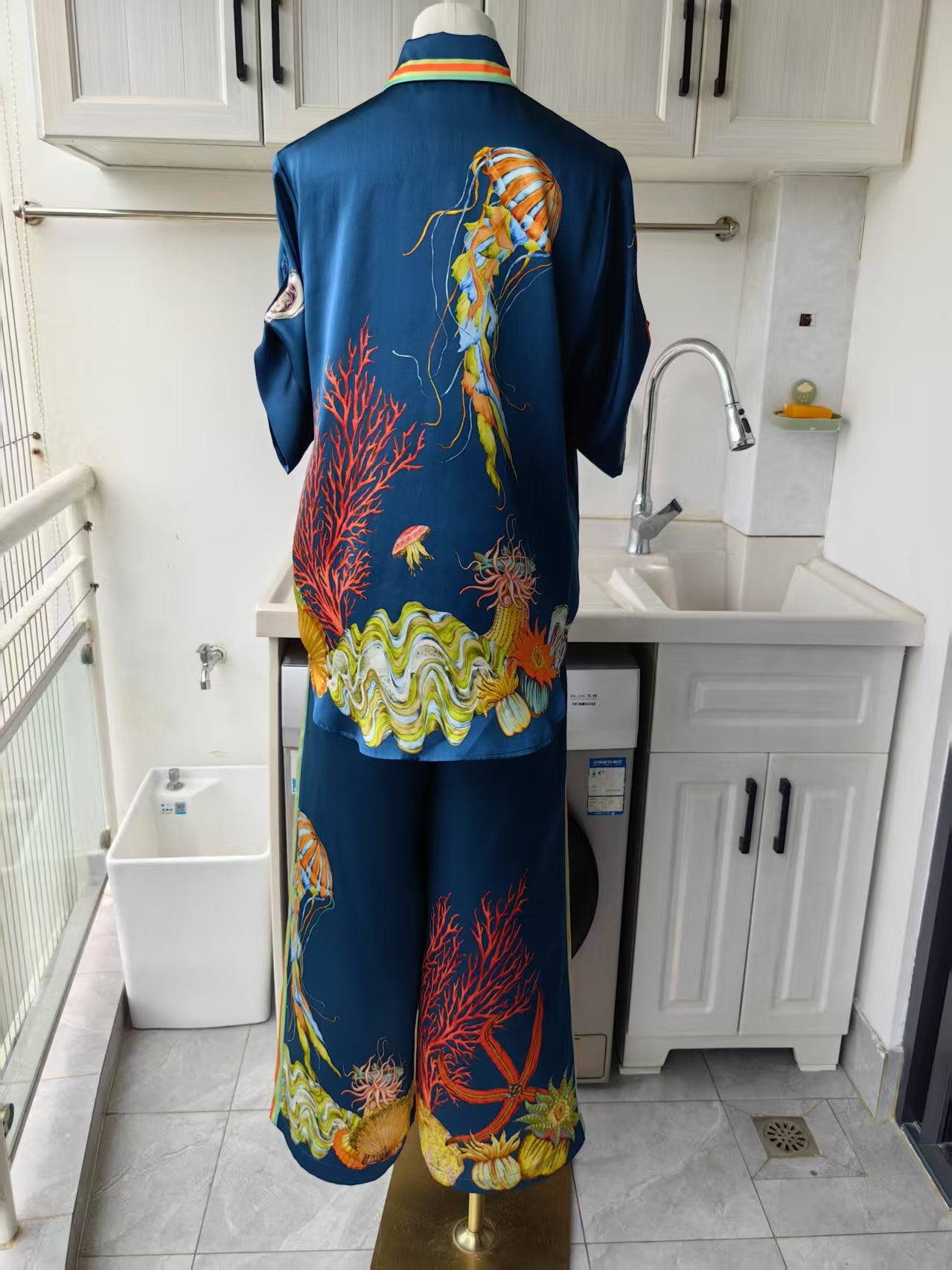 AM Dorian Printed Silk Shirt & Pants