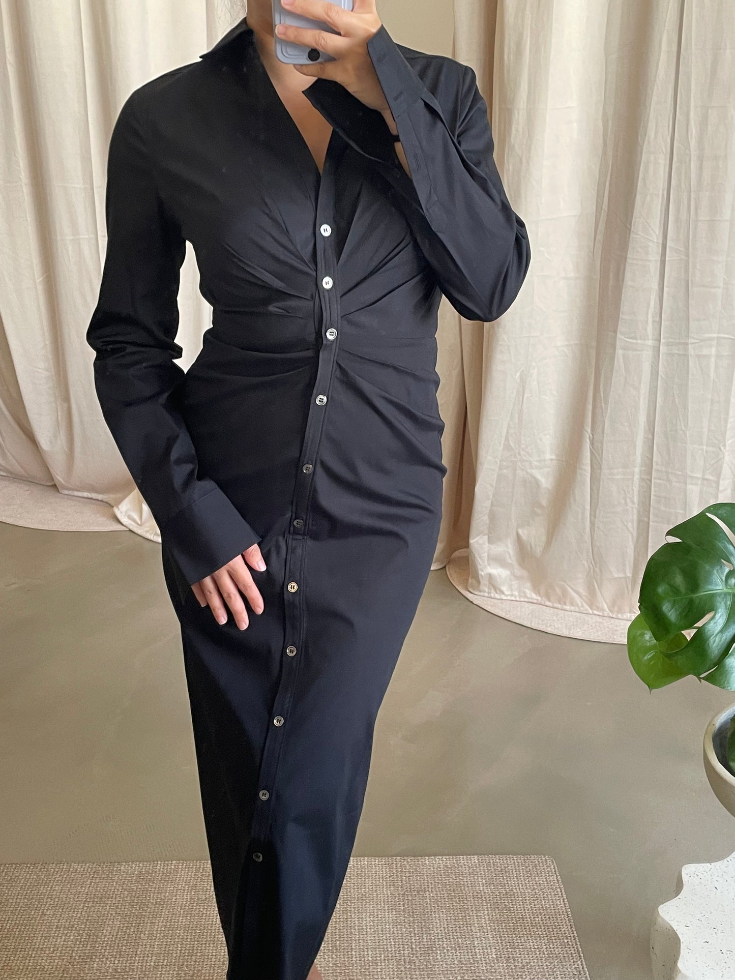 VB Cita Ruched Midi Shirt dress