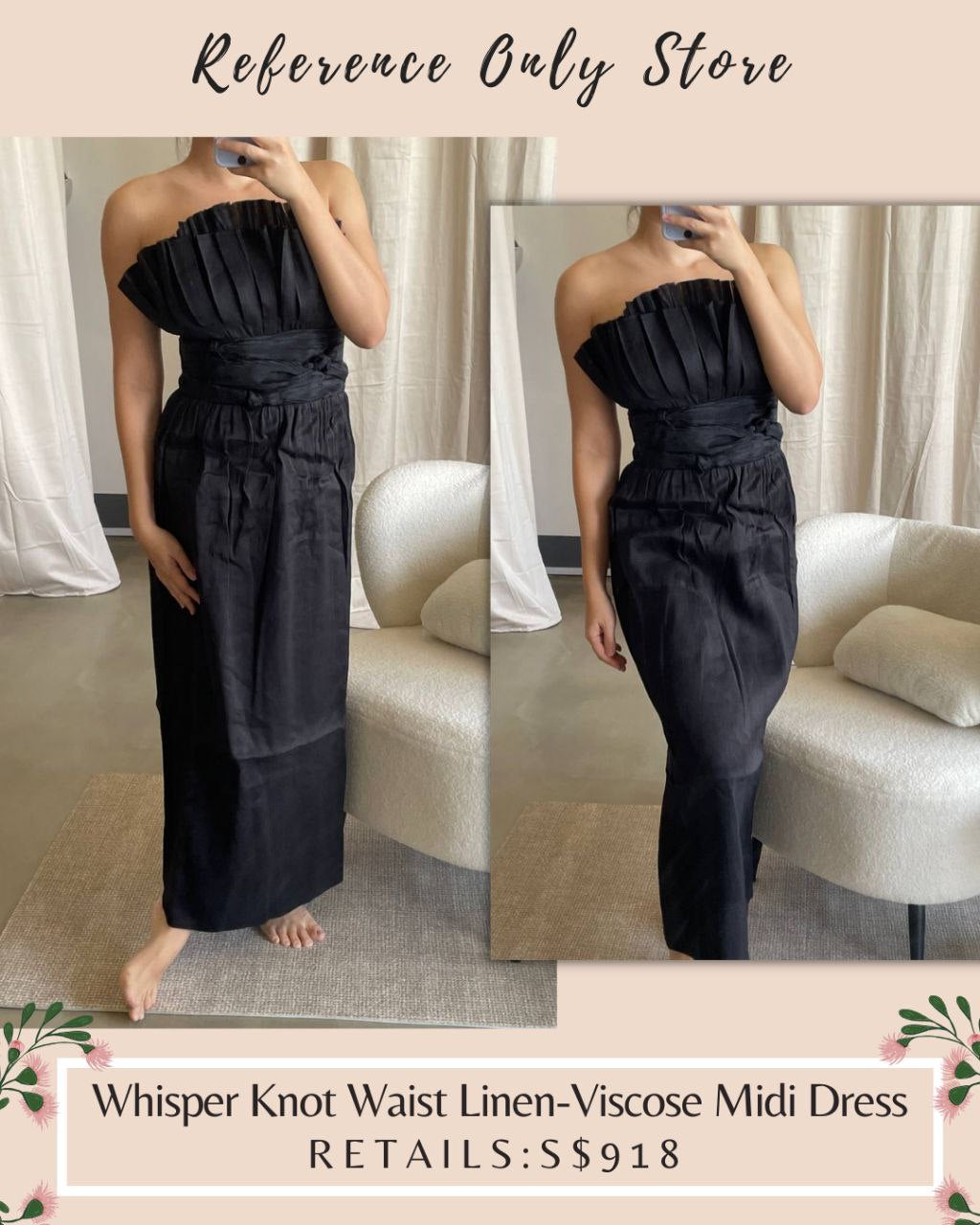 Aj Whisper Knot Waist Linen Viscose Blend Midi Dress